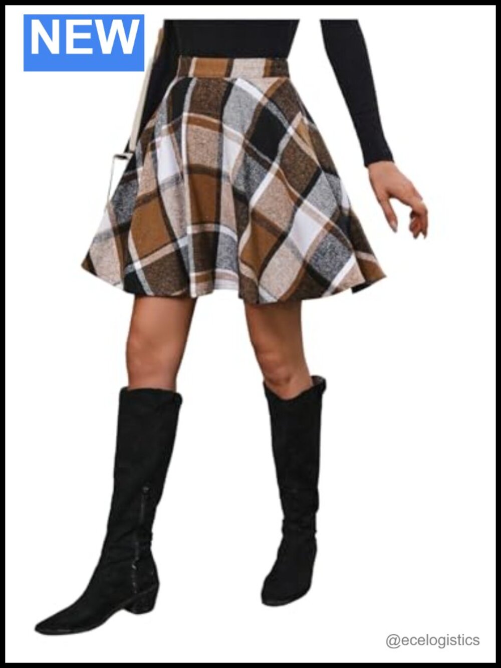SweatyRocks Women's Plaid Flannel Skater Skirt High Waisted Flared Vintage Work